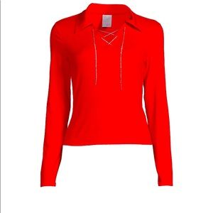 No Boundaries Red Chain Front Lace Up Long Sleeve